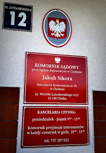 Komornik Sądowy przy Sądzie Rejonowym w Chełmie Jakub Sikora, Kancelaria Komornicza nr IX w Chełmie
